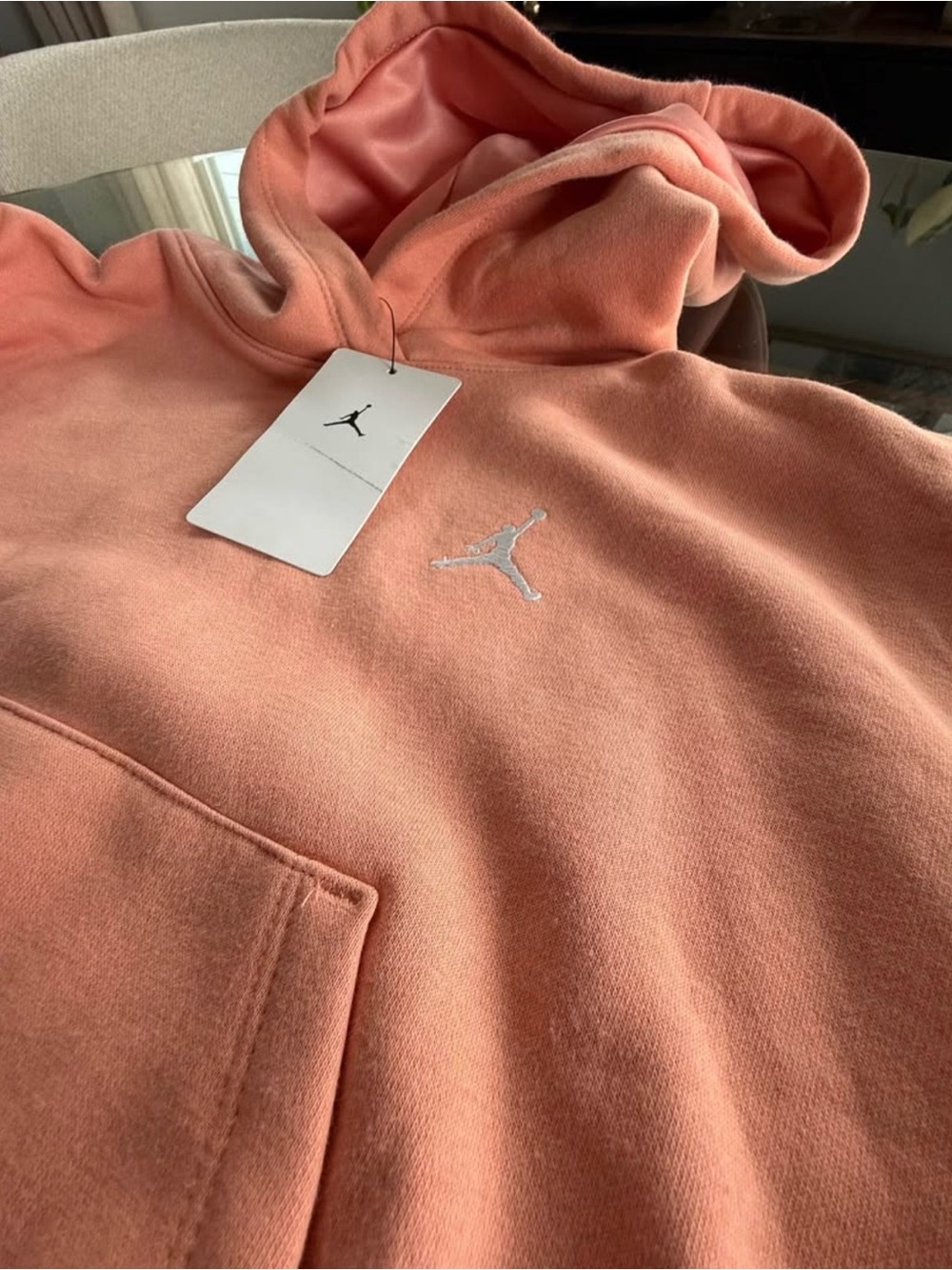 Jordan Kids Peach Crewneck Hoodie with Embroidered Jumpman